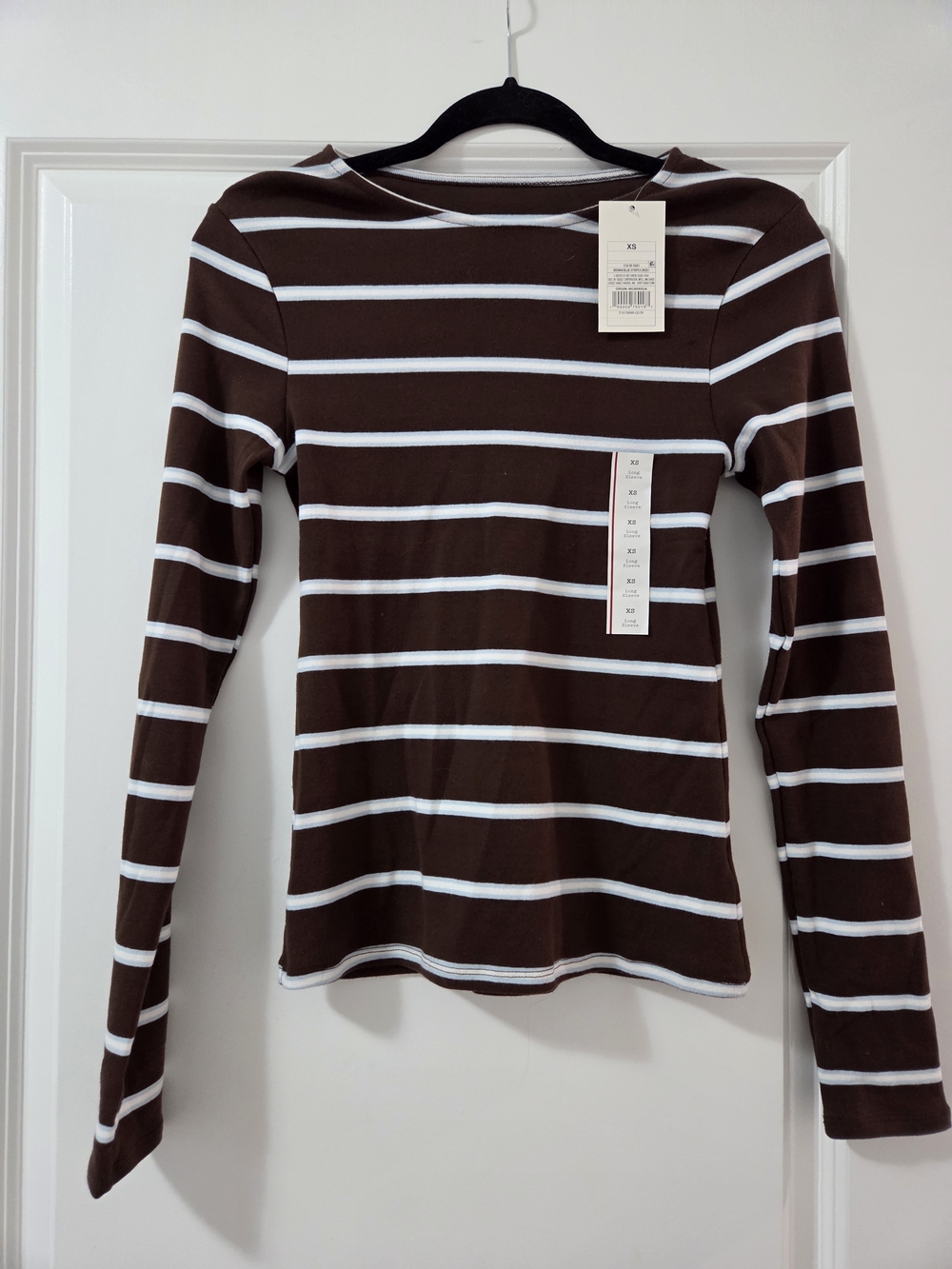 a new day Brown and White Striped Crewneck Long-Sleeve Top